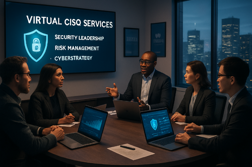 Alt text should highlight ‘virtual CISO meeting business executives on cybersecurity strategy’