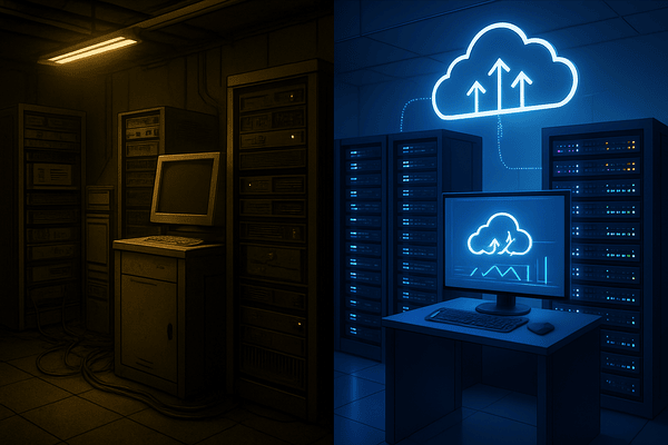 ageing onsite server vs modern cloud infrastructure